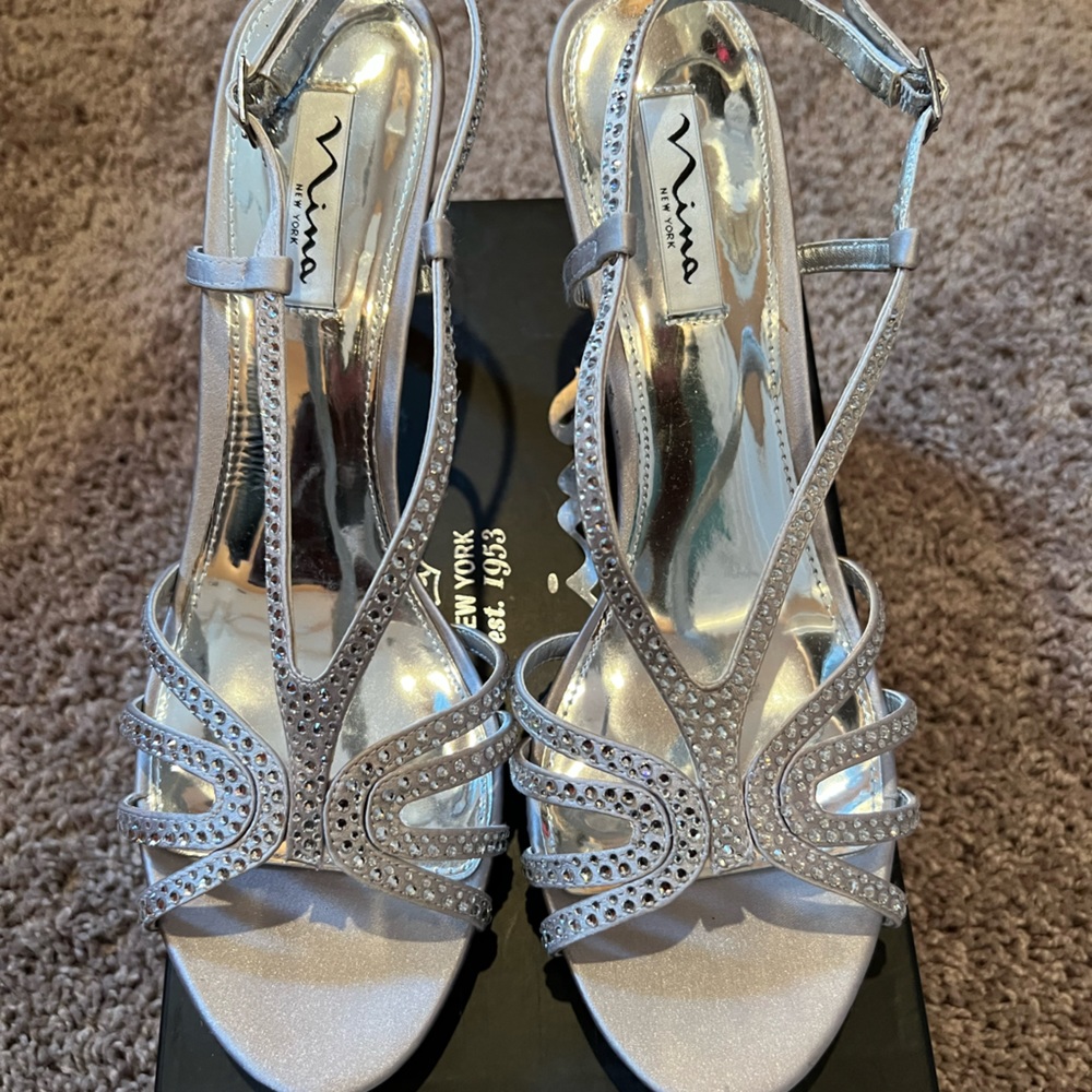 Silver formal shoes